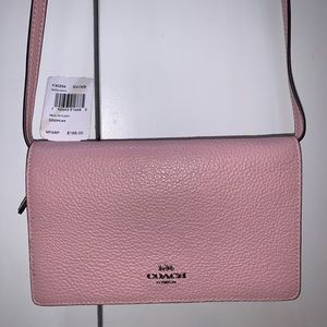 Coach Anna Foldover Clutch Crossbody Heart Petal Print Chalk Women C7657